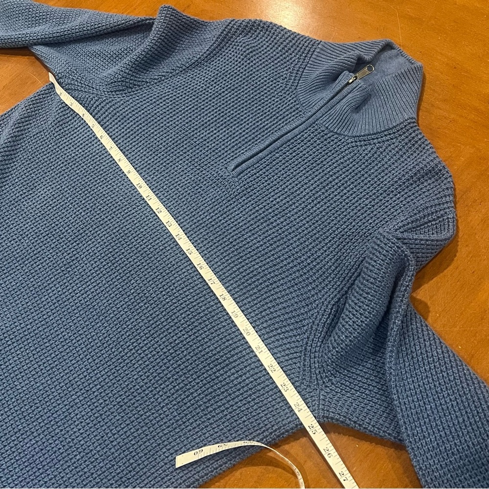 NEW $118 J.Crew Waffle Knit Half Zip Pullover Sweater Baltic Blue XL Cotton - Picture 14 of 16